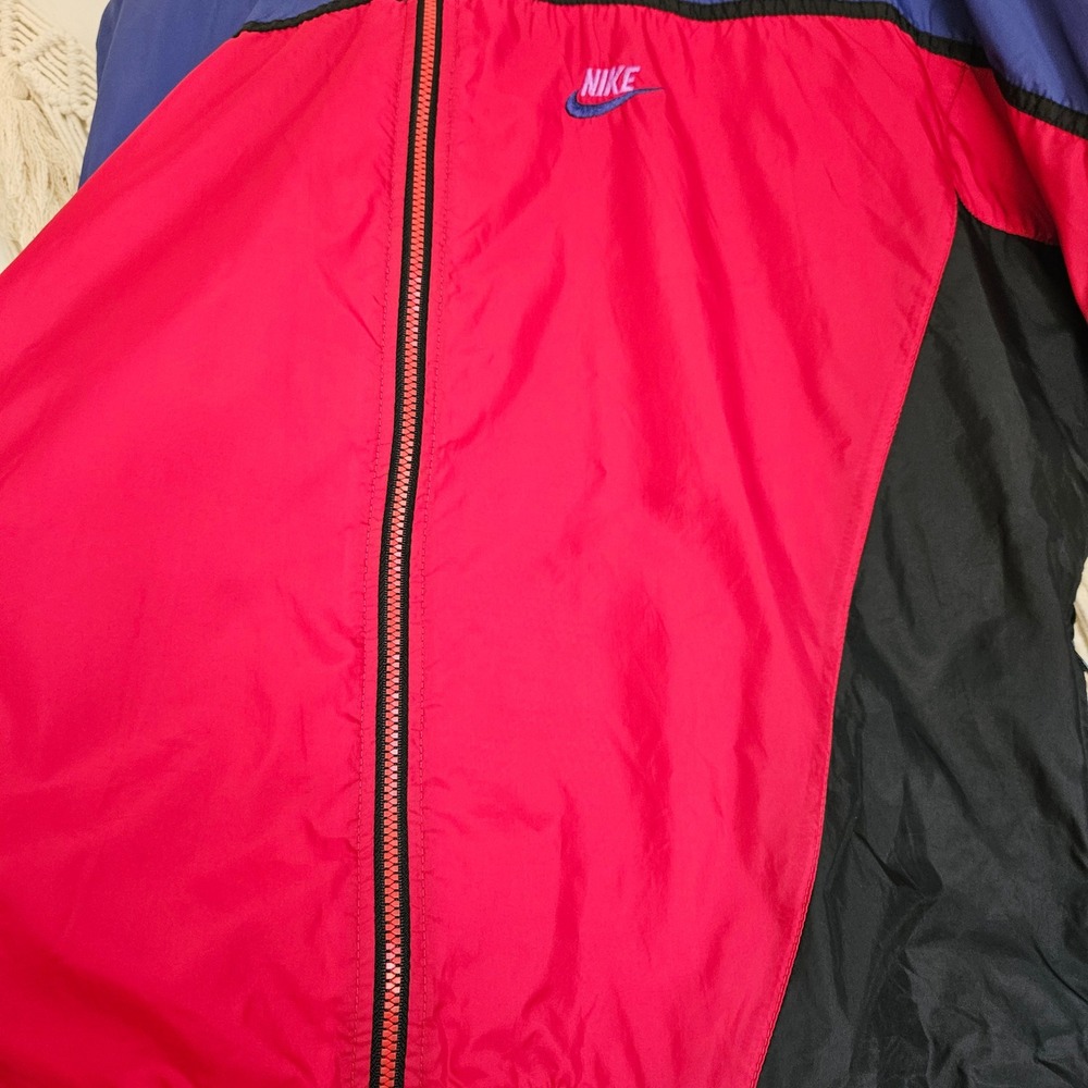 Nike Vintage 90s Style Colorblock Windbreaker Jacket Red Blue Purple Womens L - Picture 7 of 11